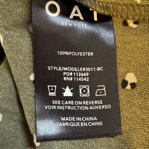 Oat Green Speckled V-Neck Peplum Blouse Long Sleeve Ruffle Cuff NWT Size L - Picture 8 of 9